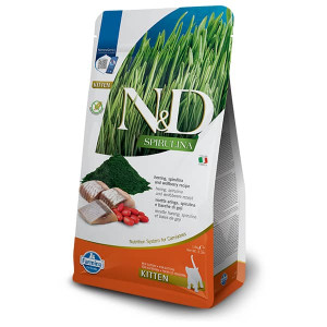 FARMINA N&D KITTEN GF SPIRULINA HERRING kaķēnu barība Siļķe, spirulīna 1.5kg